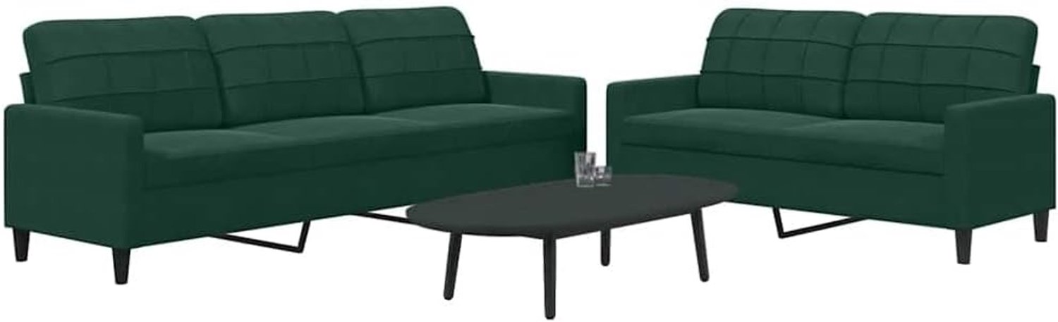 2-delige bankstel met kussen, donkergroen, fluweel en metalen frame, woonkamer, voor een comfortabele zitervaring met robuust frame