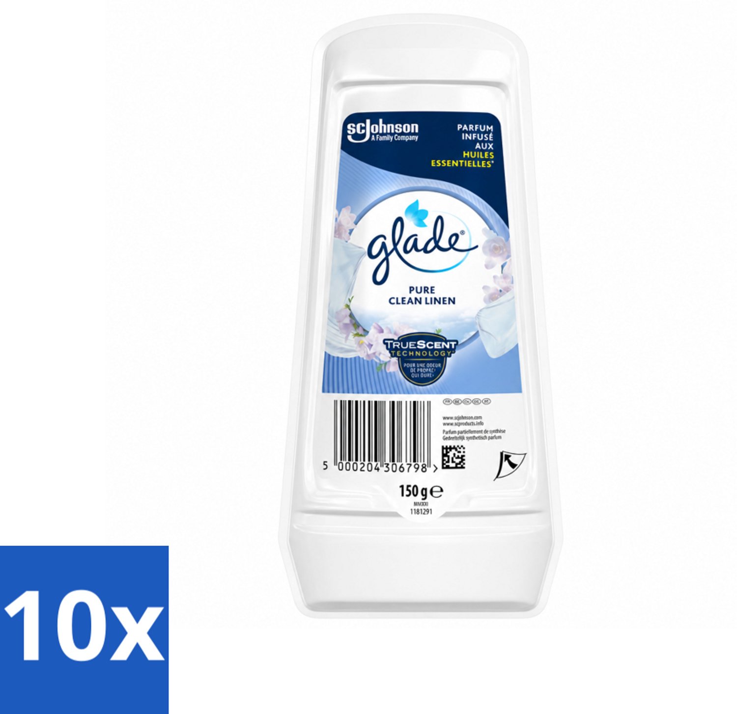 10 x Glade - Gel - Pure Clean Linen - 150 g - Voordeelverpakking - 10 stuks
