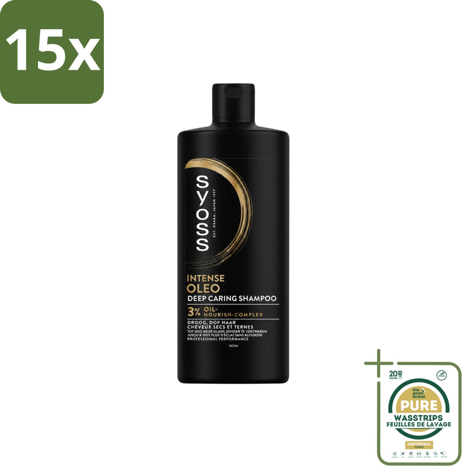 15 x Syoss – Shampoo – Oleo – 440 ml - Wasstrips - Voedend Haar - Droog Haar - Beschadigd Haar - Haar Herstel - Haar Glans