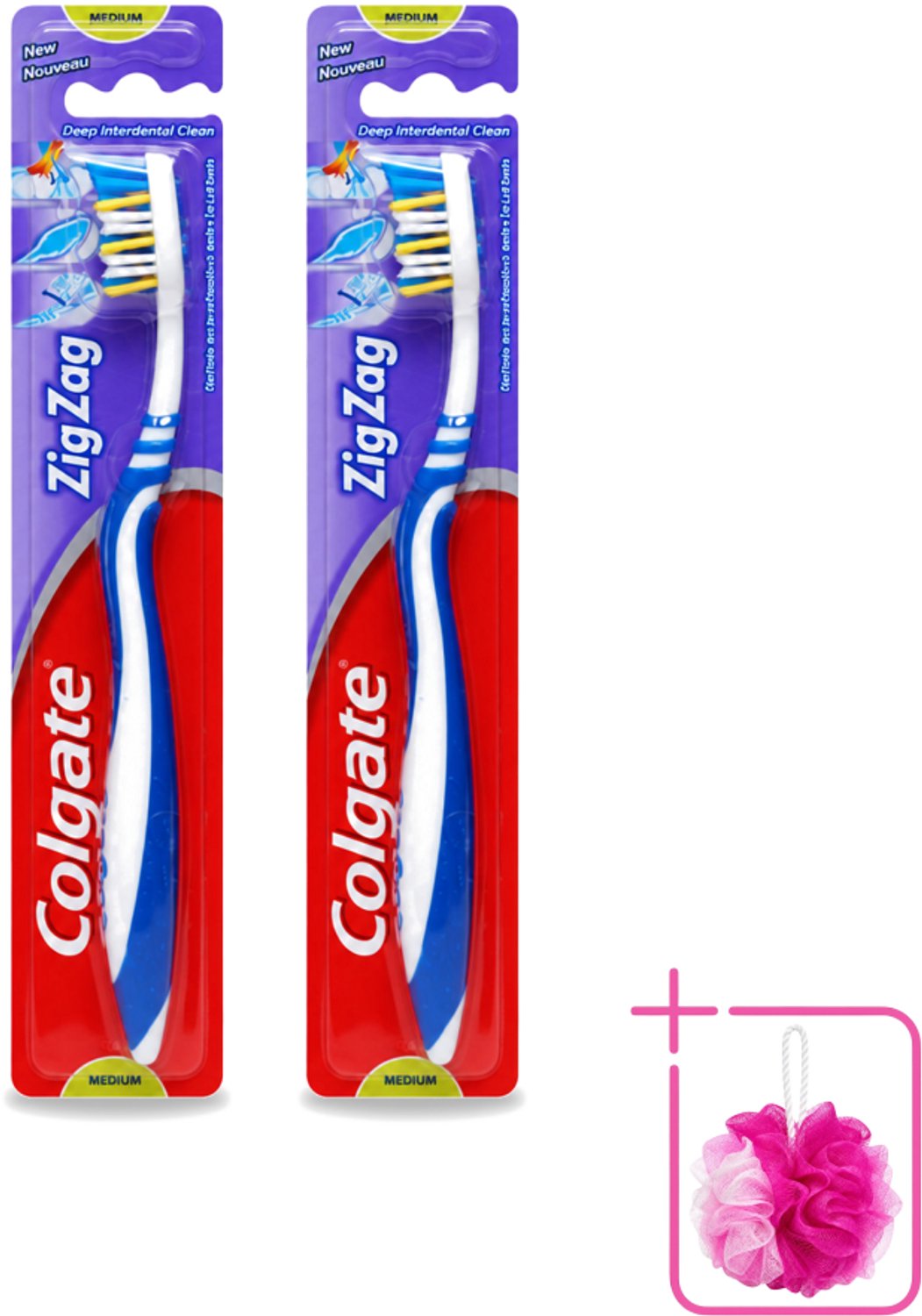 2 x Colgate - Tandenborstel - ZigZag Medium - 1 Tandenborstel - Bulkverpakking - Tandenborstel - Douchemop - Tandenborstel zigzag