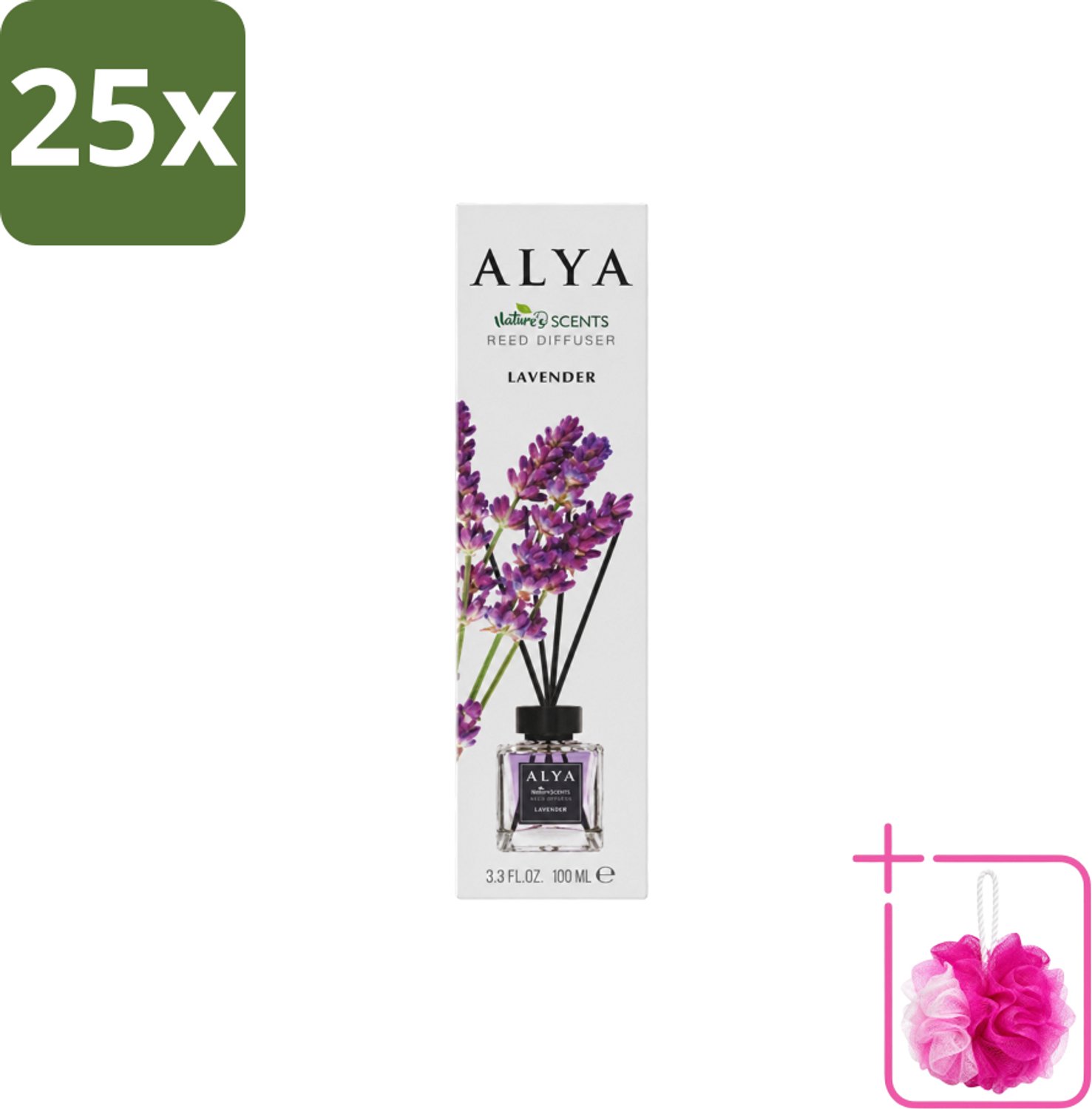 25 x Alya – Reed Diffuser – Lavender – Interieurparfum - Bulkverpakking - Lavendel geurstokjes - Douchemop - Rustgevende geur
