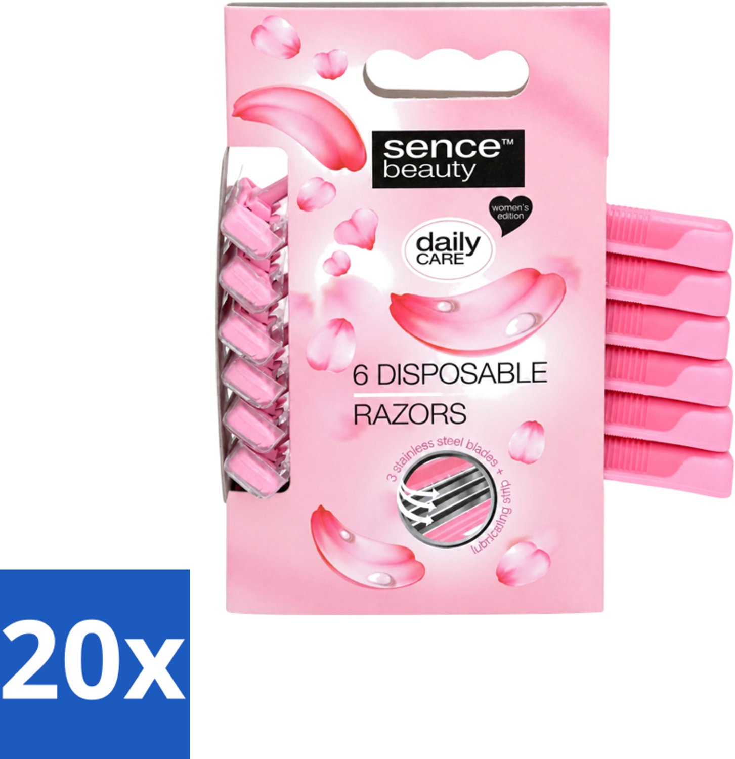 20 x Sence – Wegwerpscheermes – Glad Scheren – Comfort Grip – 6 Wegwerpscheermes - Voordeelverpakking - 20 stuks