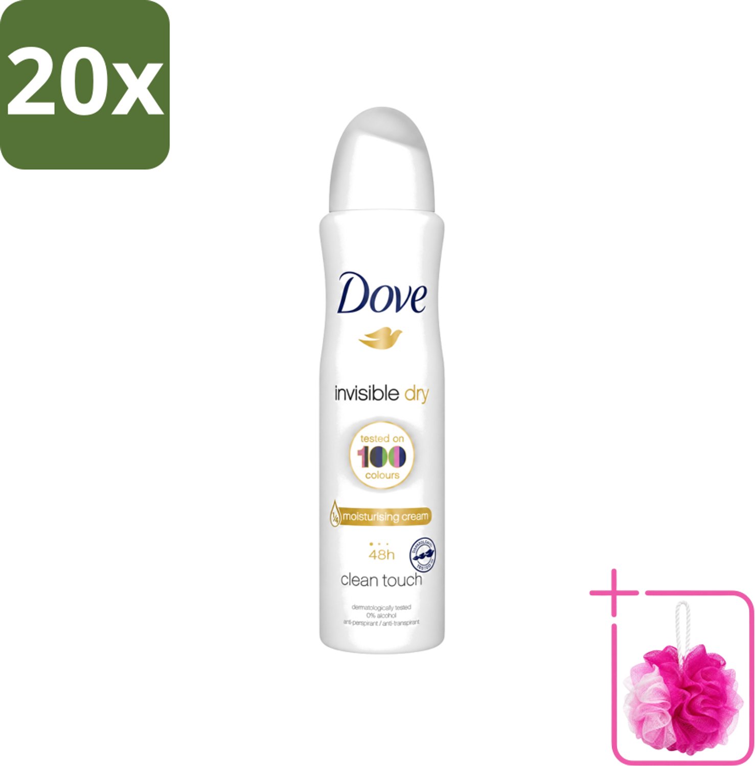 20 x Dove - Deodorant - Invisible Dry - Onzichtbare bescherming - 250 ml - Bulkverpakking - Onzezichtbare deodorant - Douchemop - Zweet en geur