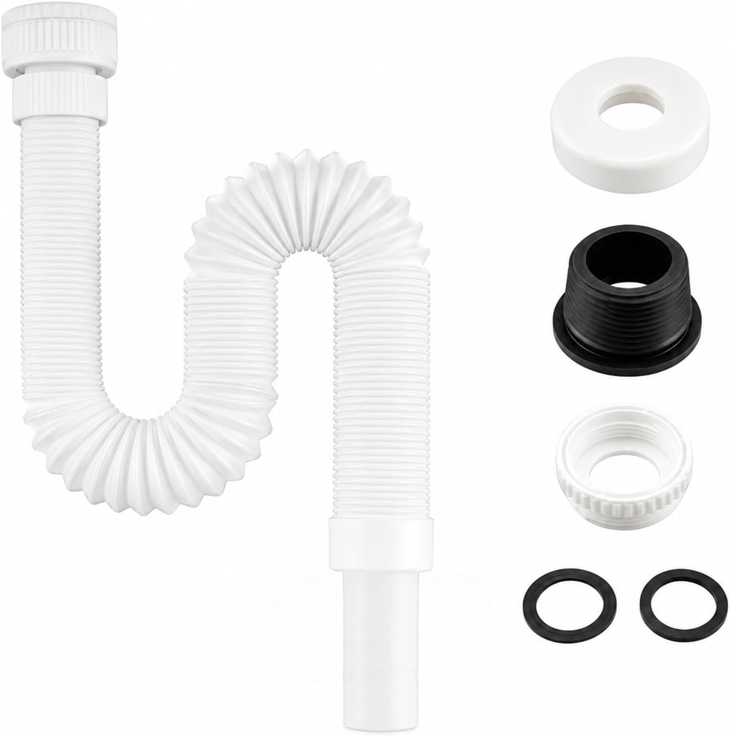 Flexibele wastafel sifon keuken gootsteen geurremmend wit