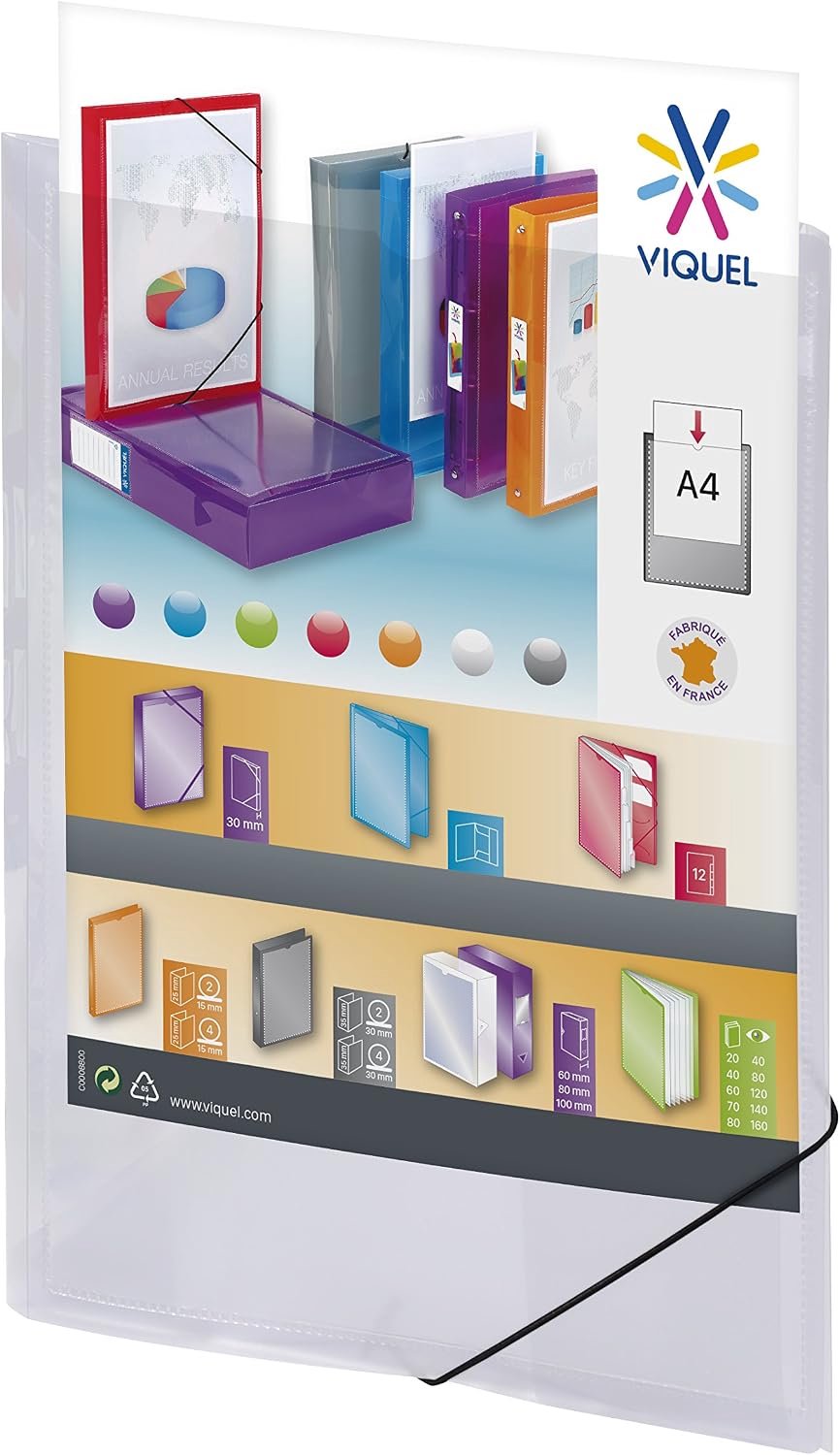 Viquel 097372 Transparante Plastic Map met Elastische Sluiting, 3 Flappen