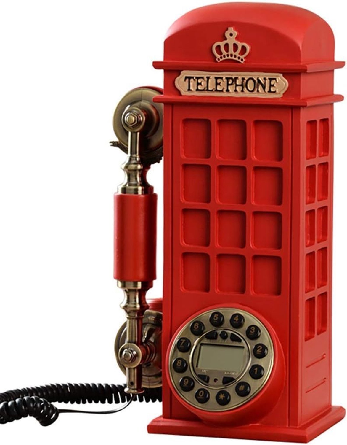 Telefoon met snoer | retro stijl telefoon | Knop kiezen telefoon | Klassiek telefooncel ontwerp, Office Home Woonkamer Decor Prachtig cadeau (rood)