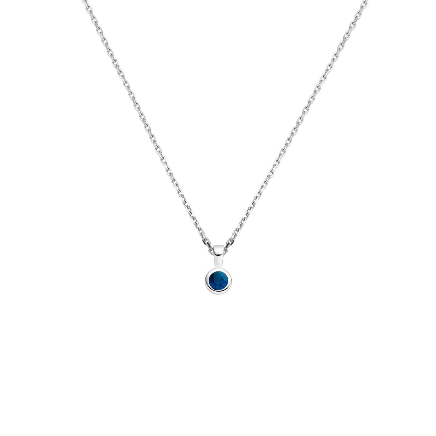 Collier Met Geboortesteen 41 + 4 Cm Zilver Gerhodineerd