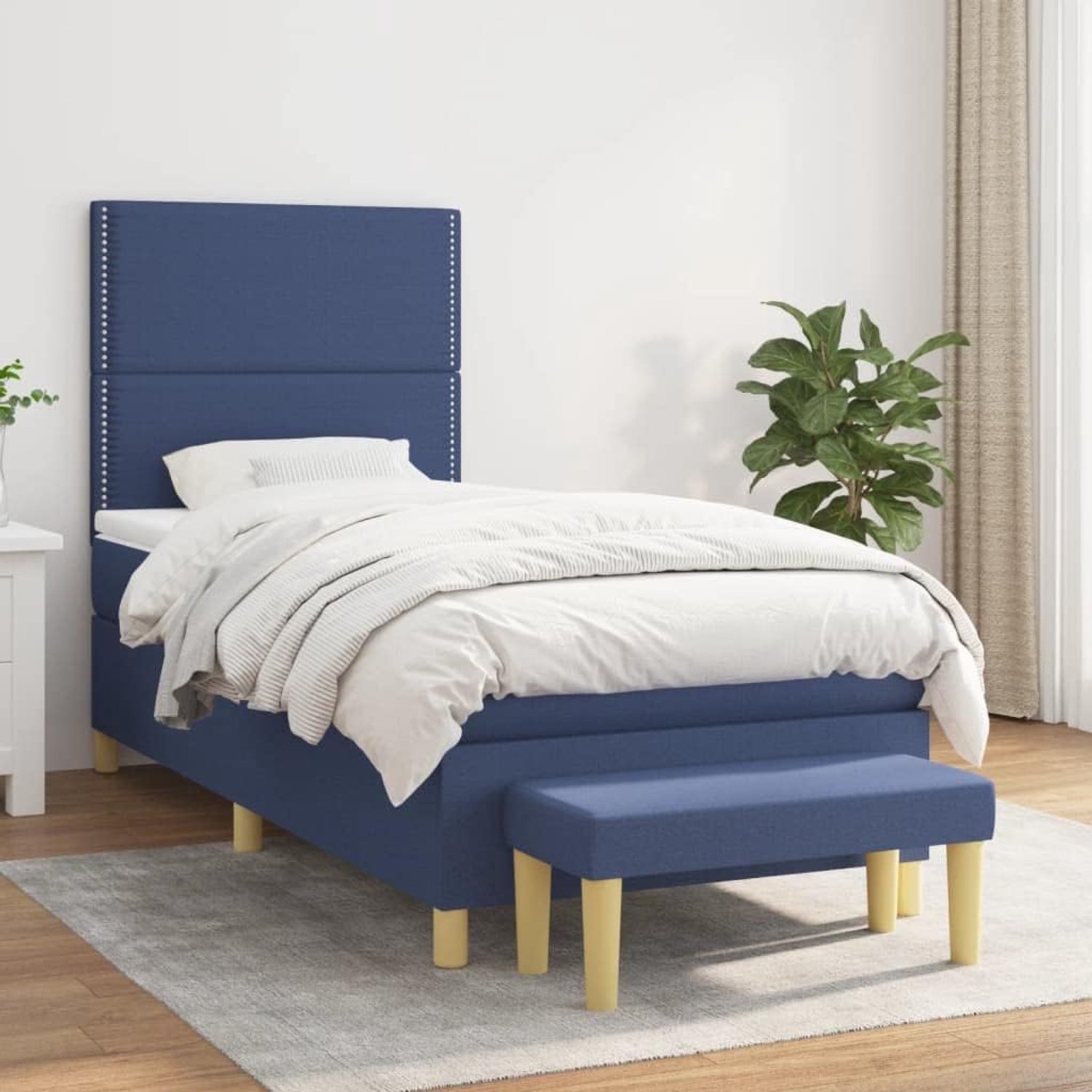 Duurzaam hoofdbord verstelbaar pocketvering boxspring 90x200 blauw