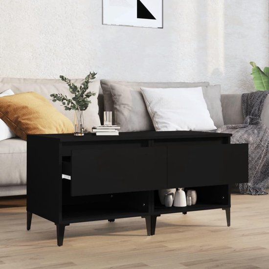 Bijtafel Bijtafel Salontafel Bijzettafels 2 stuks Zwart 50x46x50 cm Houtmateriaal voor Woonkamer, Slaapkamer, Studie — afbeelding 4