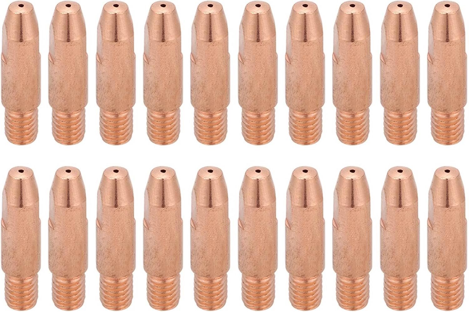 20 stuks koperen contactpunt, lasmondstukken, M6 koperen contactpunt, lassproeiers, MIG zweetcontactpunten voor lasbrander (1,0 mm)