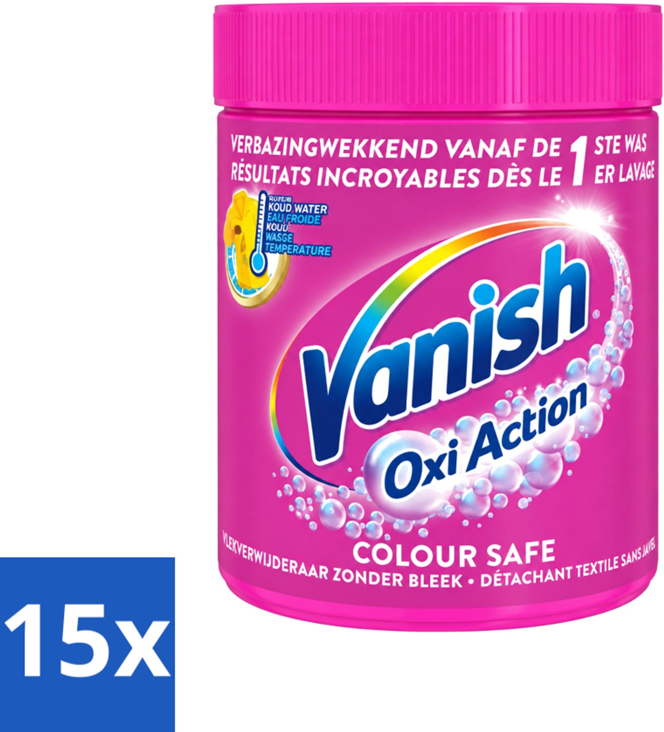 15 x Vanish Oxi Action - Veilige Kleur - Vlekkenverwijderaar Poeder - Zonder Bleek - Gekleurde Was - 550 Gram - Voordeelverpakking - 15 stuks