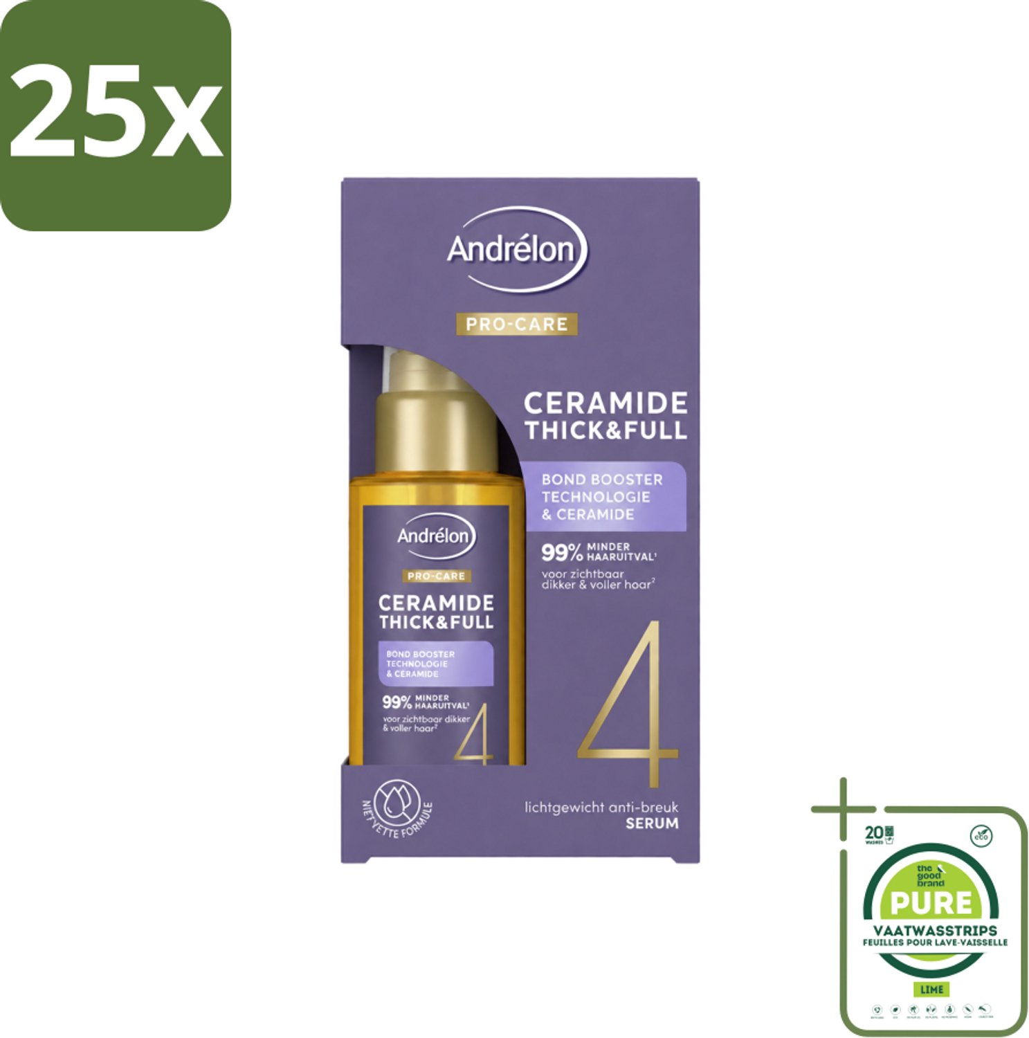 25 x Andrélon – Serum – Pro Care – 50 ml - Grootverpakking - Vaatwasstrips - Fijn Haar Verzorging - Dun Haar Verzorging - Haar Versterken - Haar Verdikken - Haar Beschermen