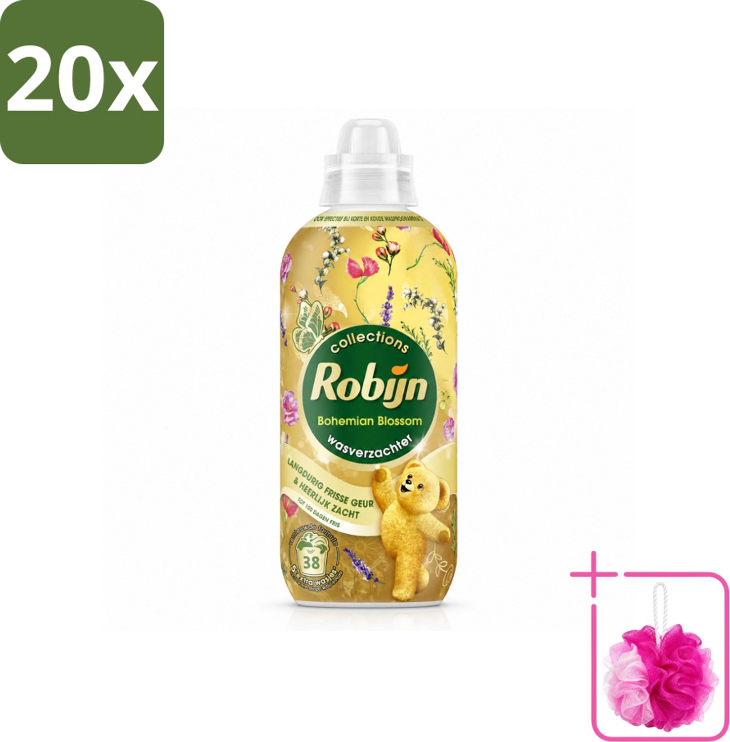20 x Robijn – Wasverzachter – Bohemian Blossom – 765 ml - Bulkverpakking - Wasverzachter - Douchemop - Bloemige geur