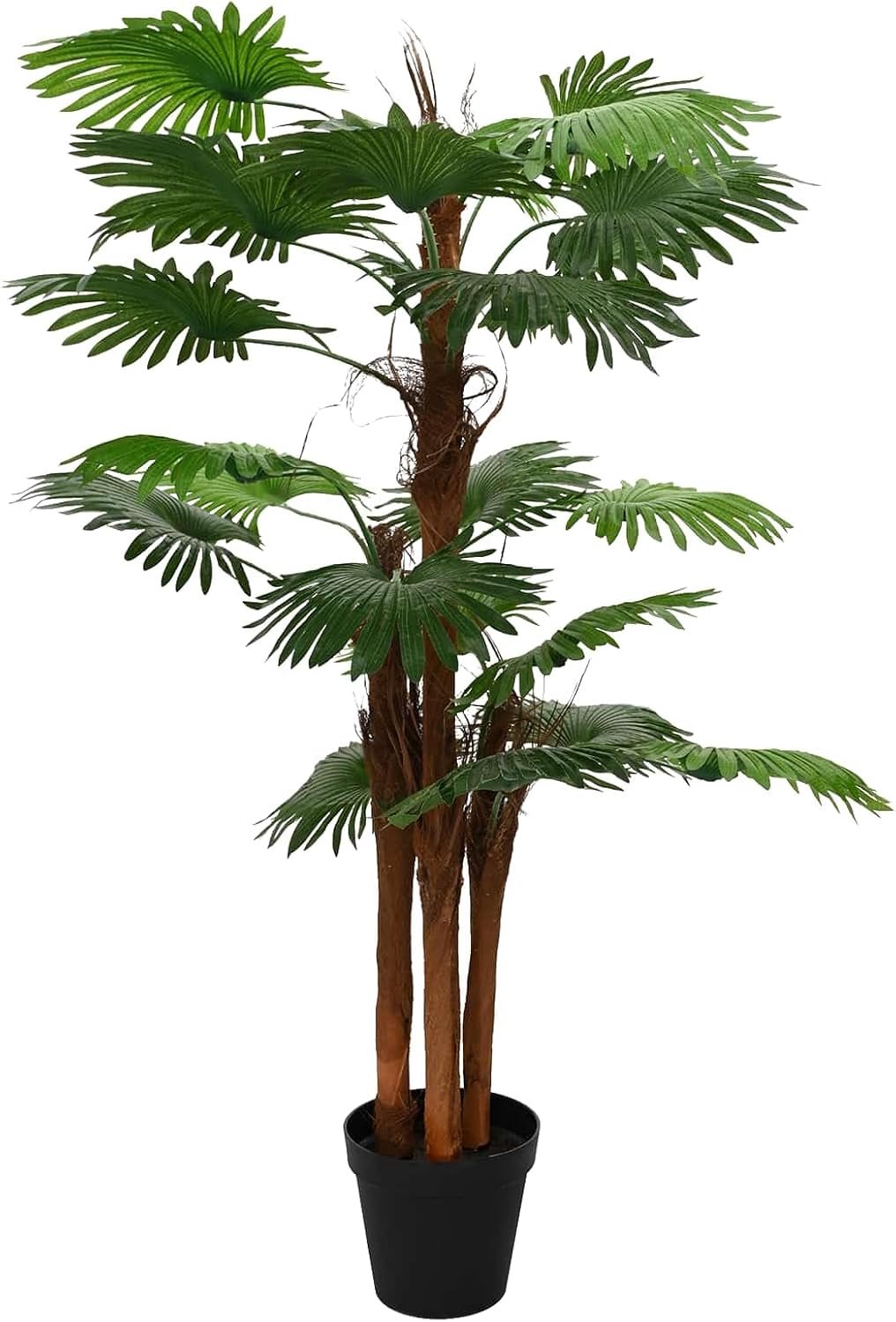 Kunstpalm, waaierpalm, 170 cm hoog, kunstplant voor woonkamer en kantoor, stoffen bladeren met bamboestam, realistische decoratieve plant in pot