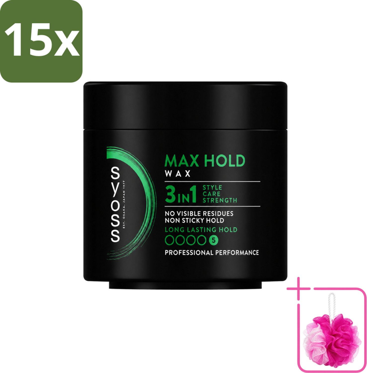 15 x SYOSS - Max Hold Haarwax - Verzorging - Langdurige Styling - 150ml - Bulkverpakking - Haarkleur - Douchemop - Haartypen