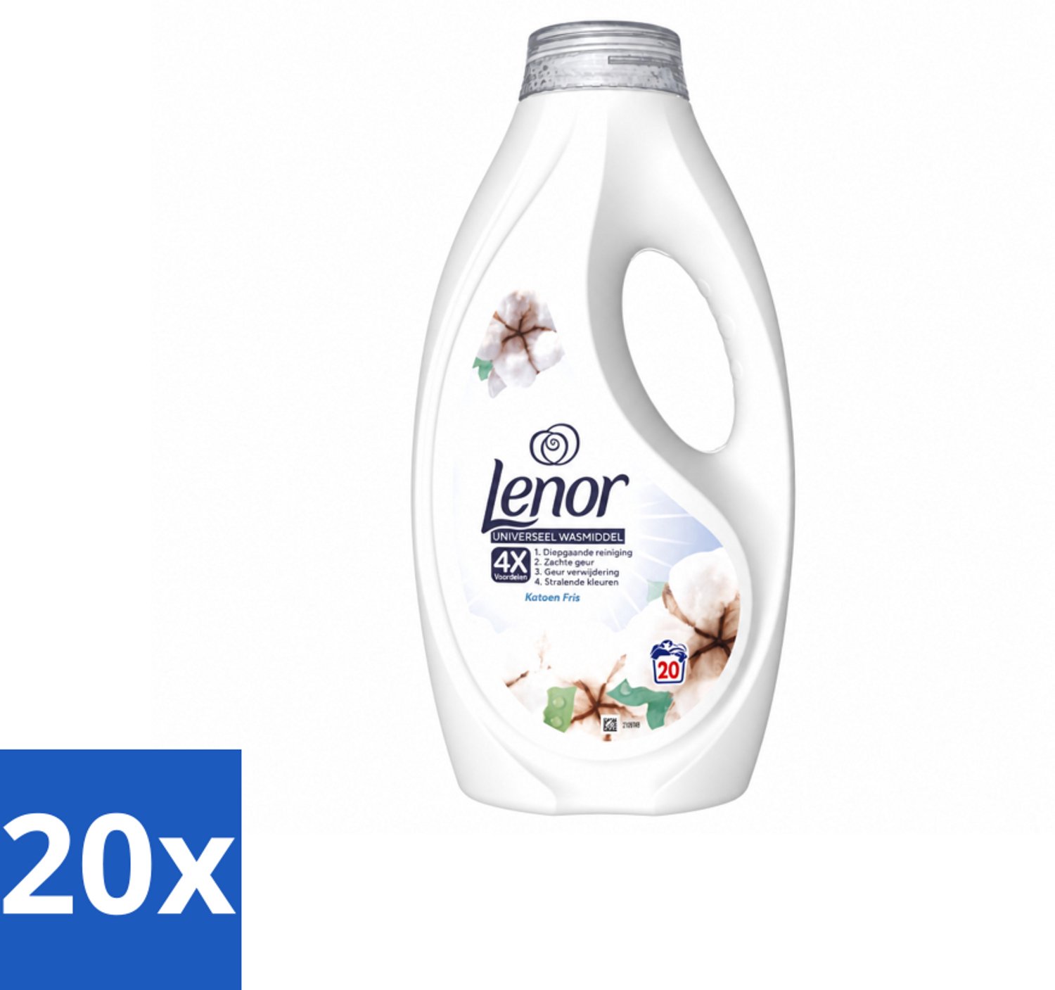 20 x Lenor – Wasmiddel – Katoen Fris – 20 Wasbeurten - 900 ml - Voordeelverpakking - 20 stuks