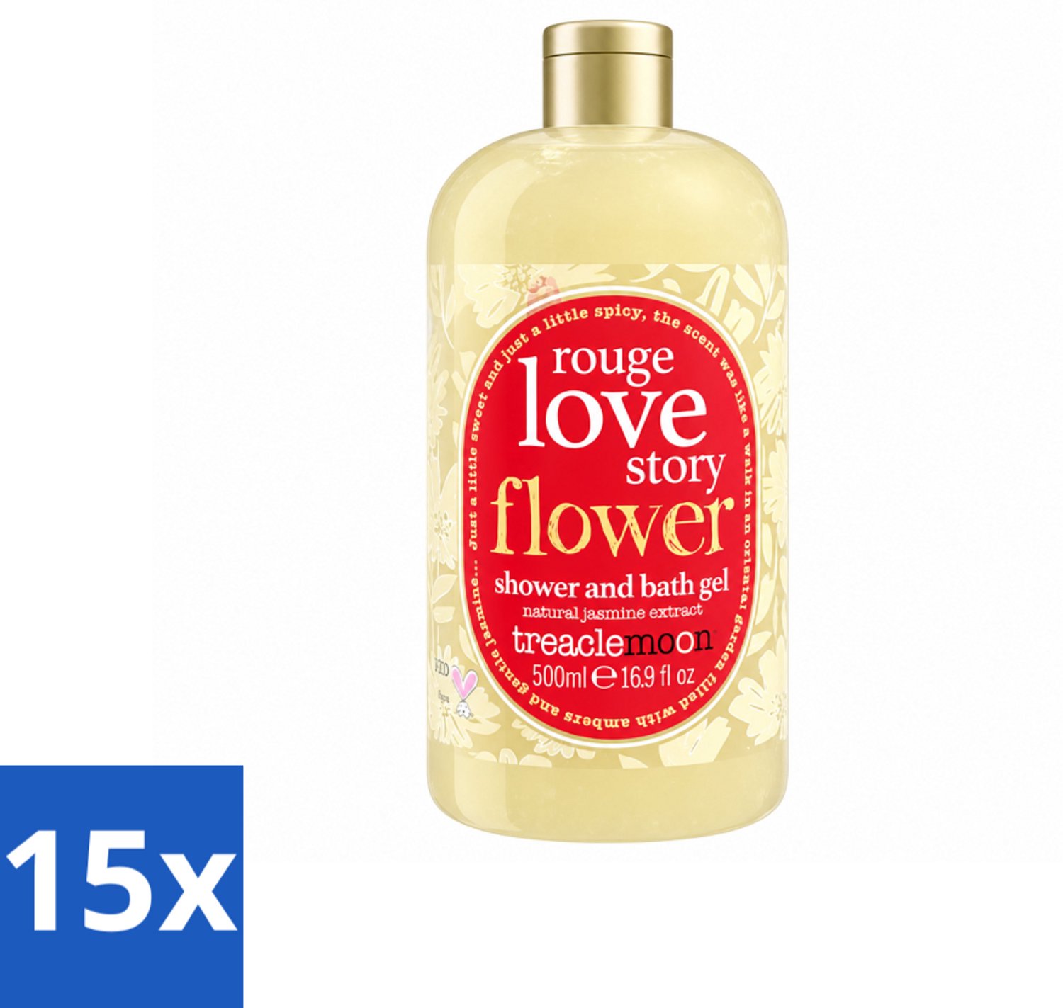 15 x Treaclemoon – Bad- & Douchegel – Rouge Love Story – 500 ml - Voordeelverpakking - 15 stuks