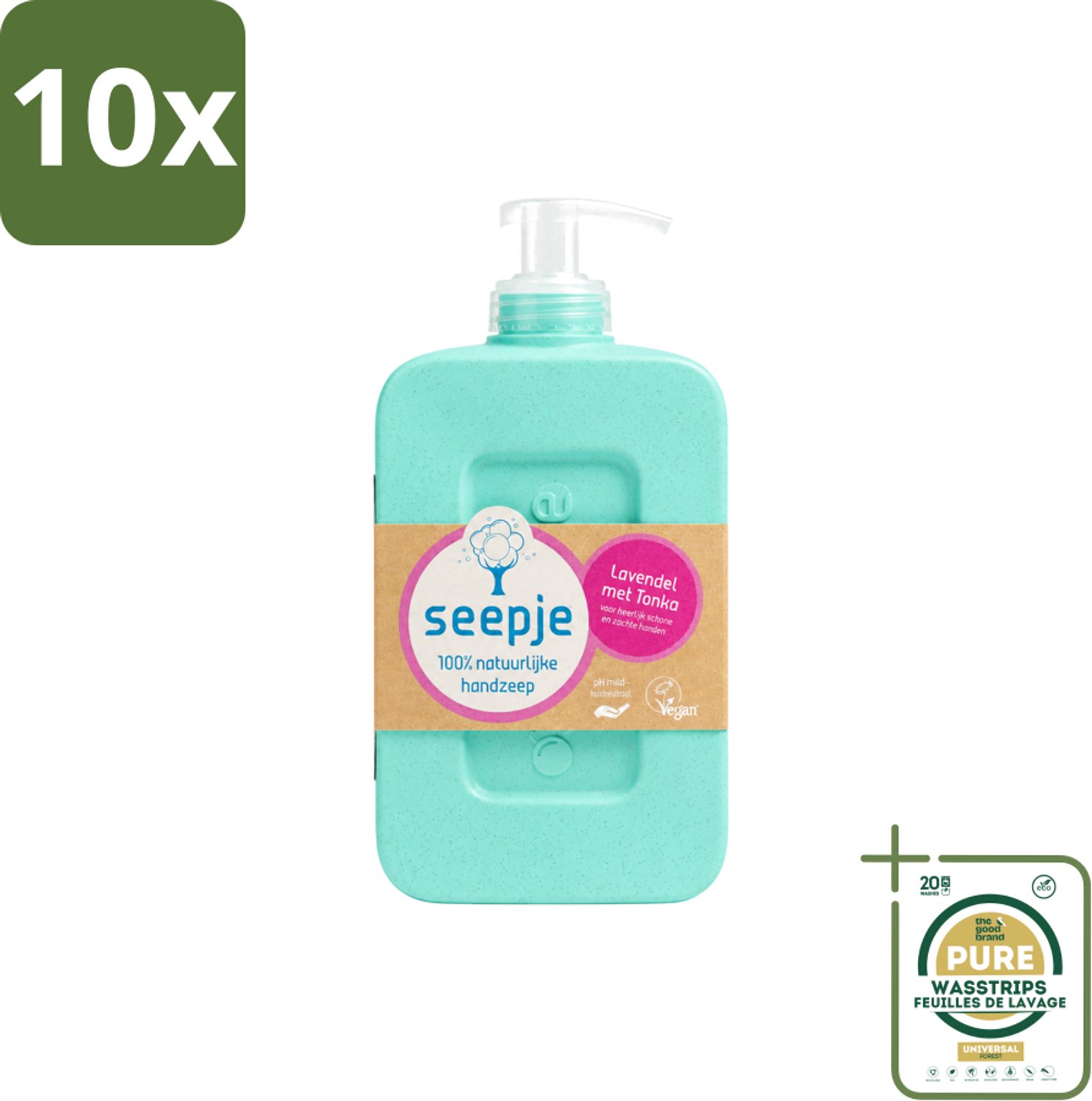 10 x Seepje - Handzeep - Zachte Geur - Lavendel met Tonka - 300 ml - Wasstrips - Handzeep - Natuurlijke Handzeep - Handverzorging - Zachte Geur - Lavendel