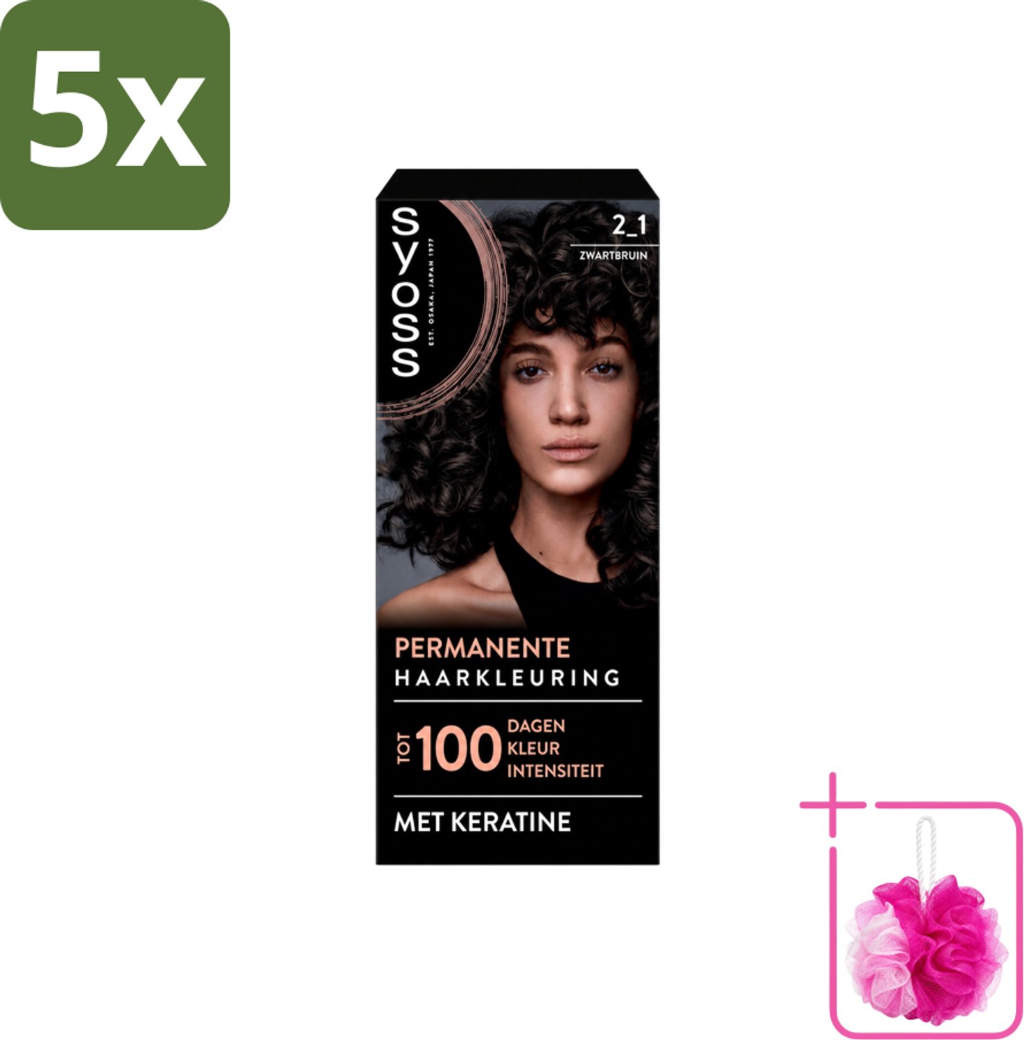 5 x SYOSS - Coloration 2-1 Zwartbruin - Haarverf - Grijsdekking - Vermindert Haarbreuk - Bulkverpakking - Haarkleur - Douchemop - Permanente haarkleuring