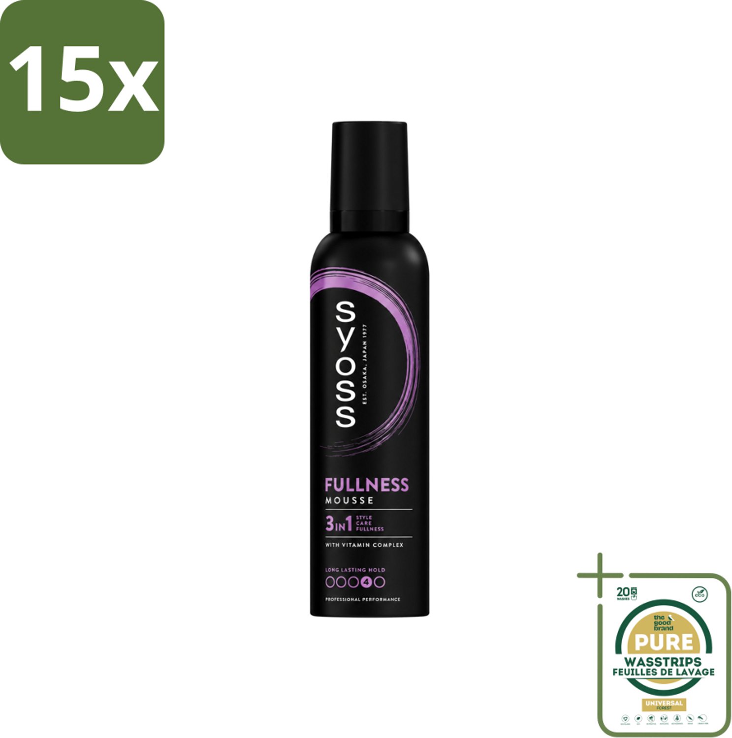 15 x Syoss - Fullness - Haarmousse - Lichtgewicht Volume - 250 ml - Wasstrips - Haarmousse Voor Volume - Haarmousse Voor Voller Haar - Haarmousse Voor Fijn Haar - Haarmousse Voor Futloos Haar - Haarmousse Met Vitaminecomplex