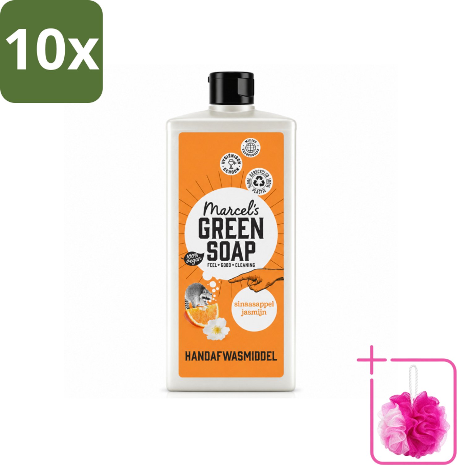 10 x Marcel's Green Soap - Afwasmiddel - Sinaasappel & Jasmijn - Voor dagelijks gebruik - 500 ml - Bulkverpakking - Afwasmiddel sinaasappel jasmijn - Douchemop - Natuurlijke afwas