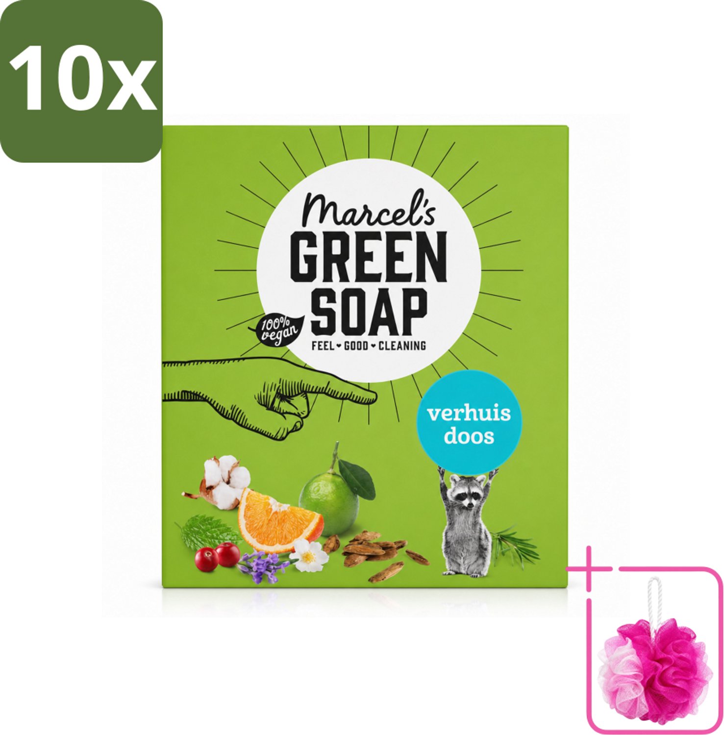 10 x Marcel's Green Soap - Verhuisdoos - Duurzaam Schoonmaken - Natuurlijke verzorging - 8 Zeepjes - Bulkverpakking - Verhuizing - Douchemop - Schoonmaken