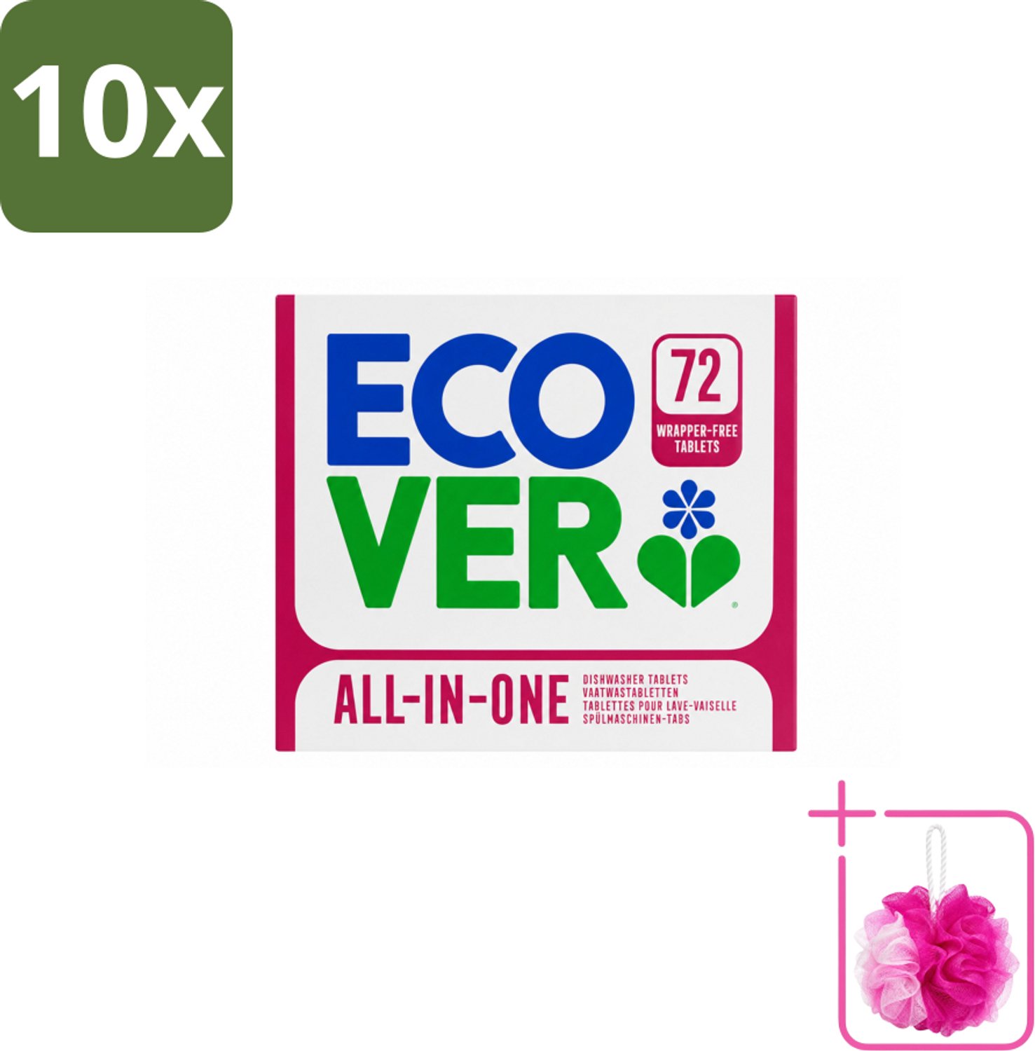 10 x Ecover - Vaatwastabletten All-in-One - Lemon & Mandarin - 72 Tabs - Bulkverpakking - Vaatwastabletten - Douchemop - Natuurlijke reiniging
