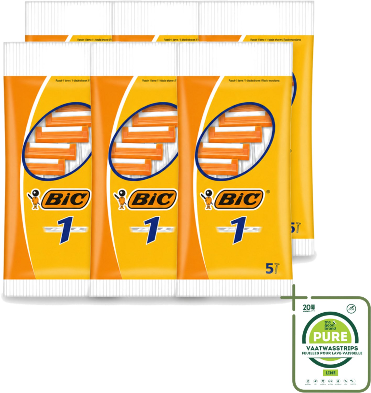 6 x Bic - Scheermesjes - Enkel Mesje - Wegwerpmesjes - 5 Scheermesjes - Grootverpakking - Vaatwasstrips - Scheermesje - Wegwerpscheermesje - Enkel Mesje - Roestvrijstalen Mesje - Chroomcoating