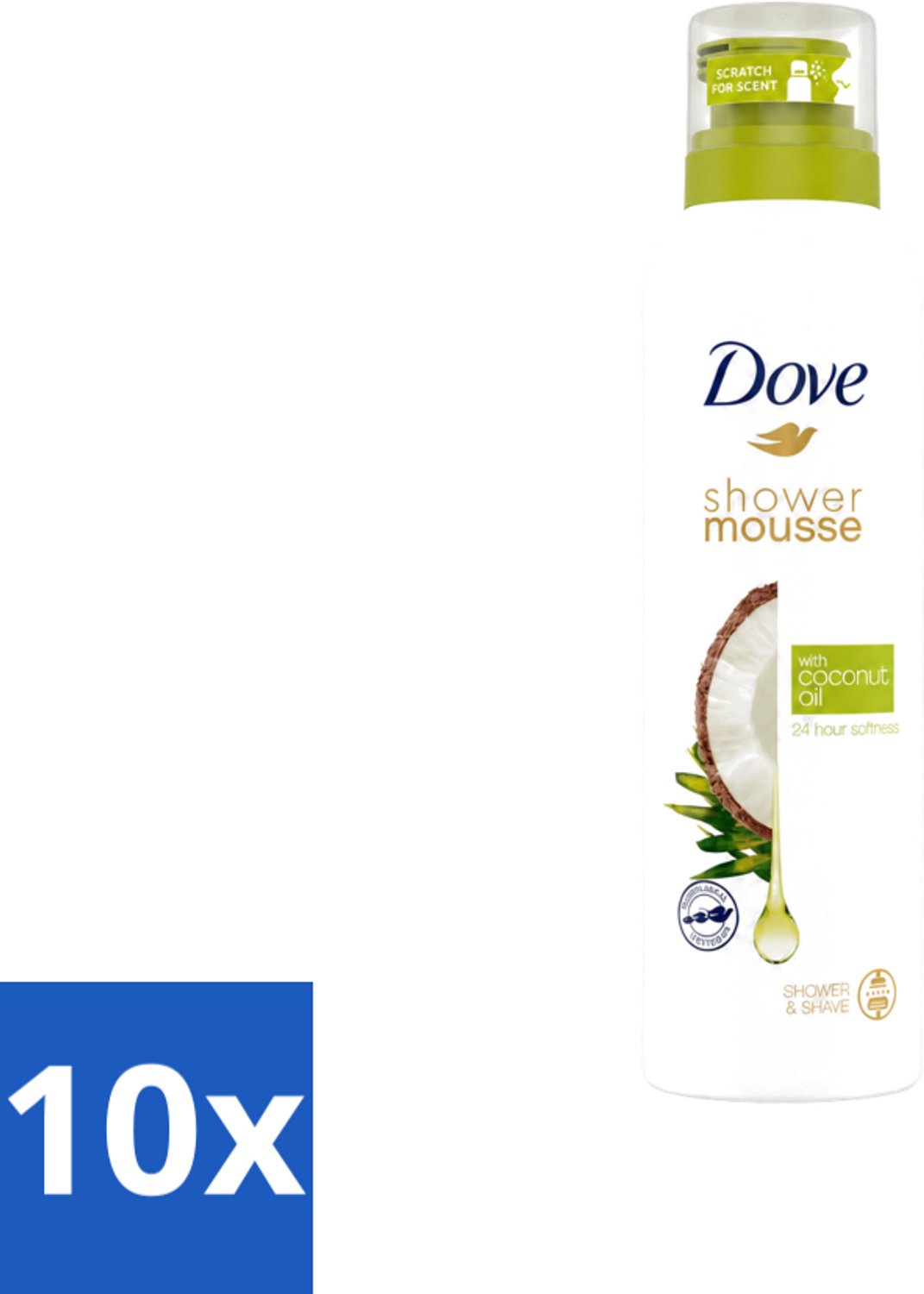 10 x Dove - Douchemousse - Coconut Oil - Voedend en verzorgend - 200 ml - Voordeelverpakking - 10 stuks