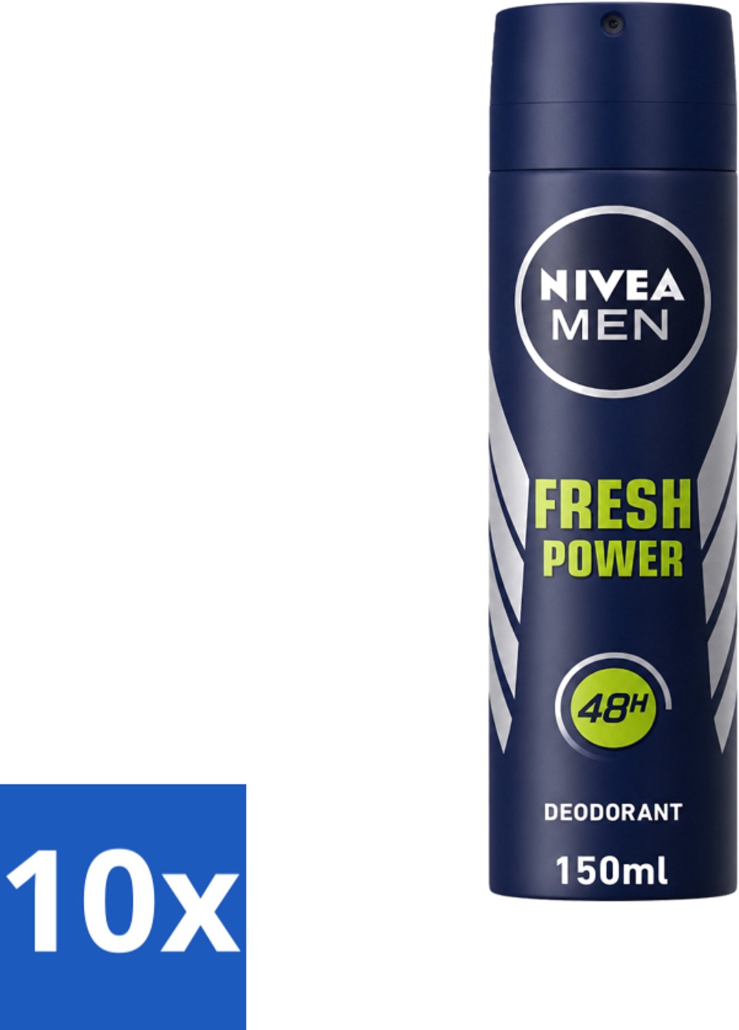 10 x Nivea - Men - Deodorant - Spray - Fresh Power - 48 Uur Lang Werkend - 150 ml - Voordeelverpakking - 10 stuks
