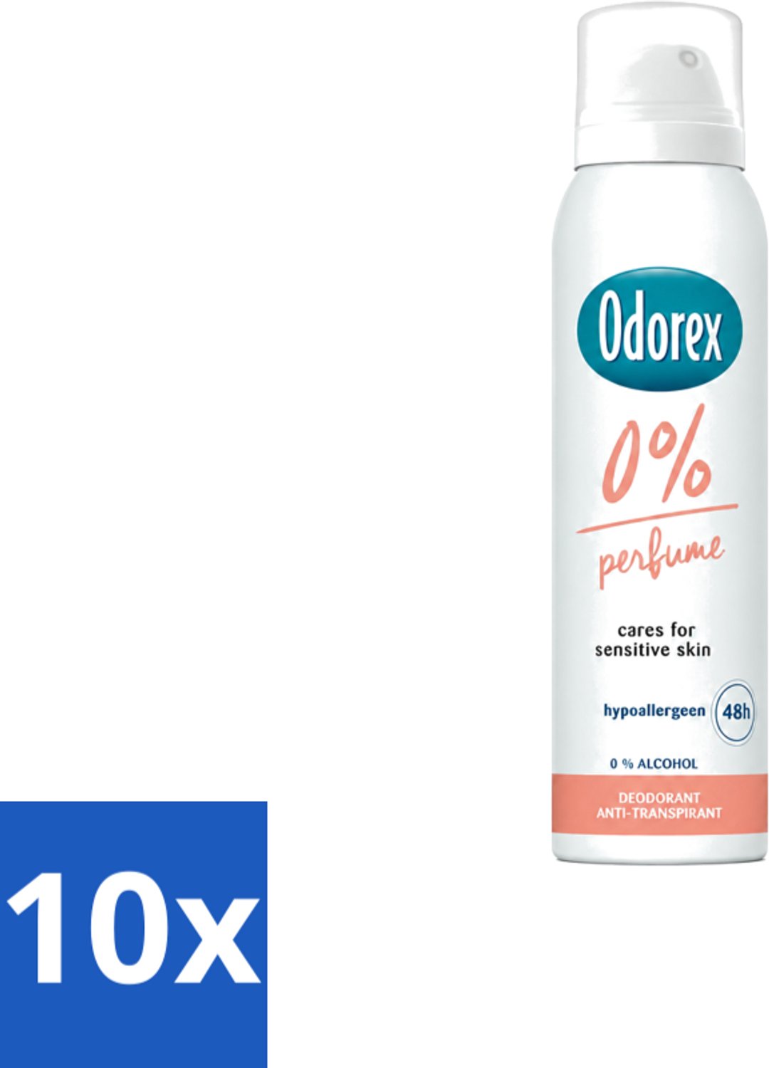 10 x Odorex - Deodorant Spray - 0% Parfum - Zonder Geurstoffen - 150 ml - Voordeelverpakking - 10 stuks