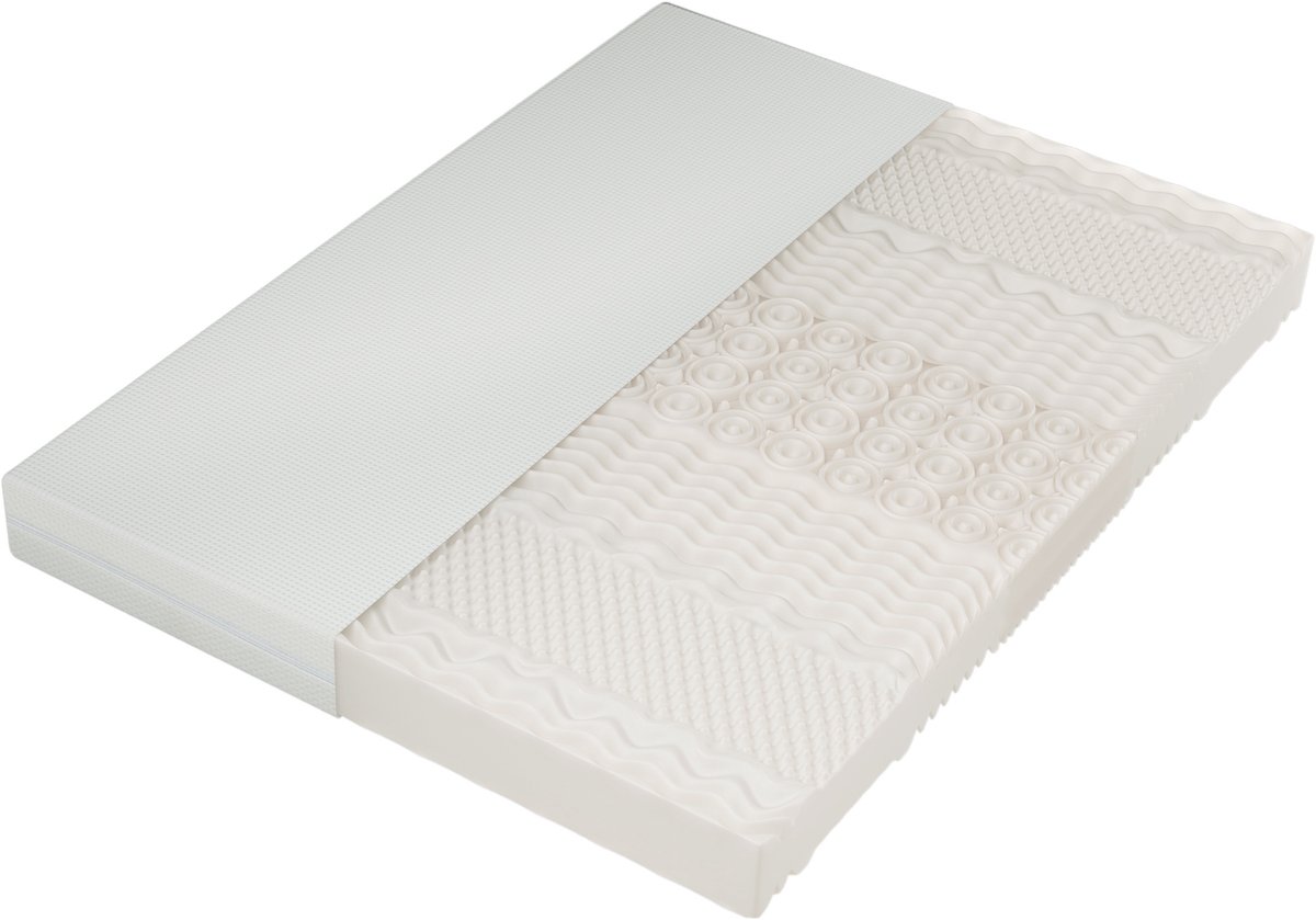 FloraGrace Koudschuimmatras 140x200cm 20cm - 7 Zones H2 en H3 - Wasbare Tijk - Omkeerbaar - Voor Volwassenen - Polyester - Wit - Zonder Matras
