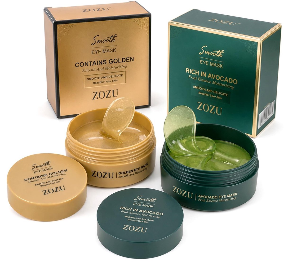 Elzusha - 120 Stuks Oogpads - Gouden en Avocado Hydrogel Oogmasker