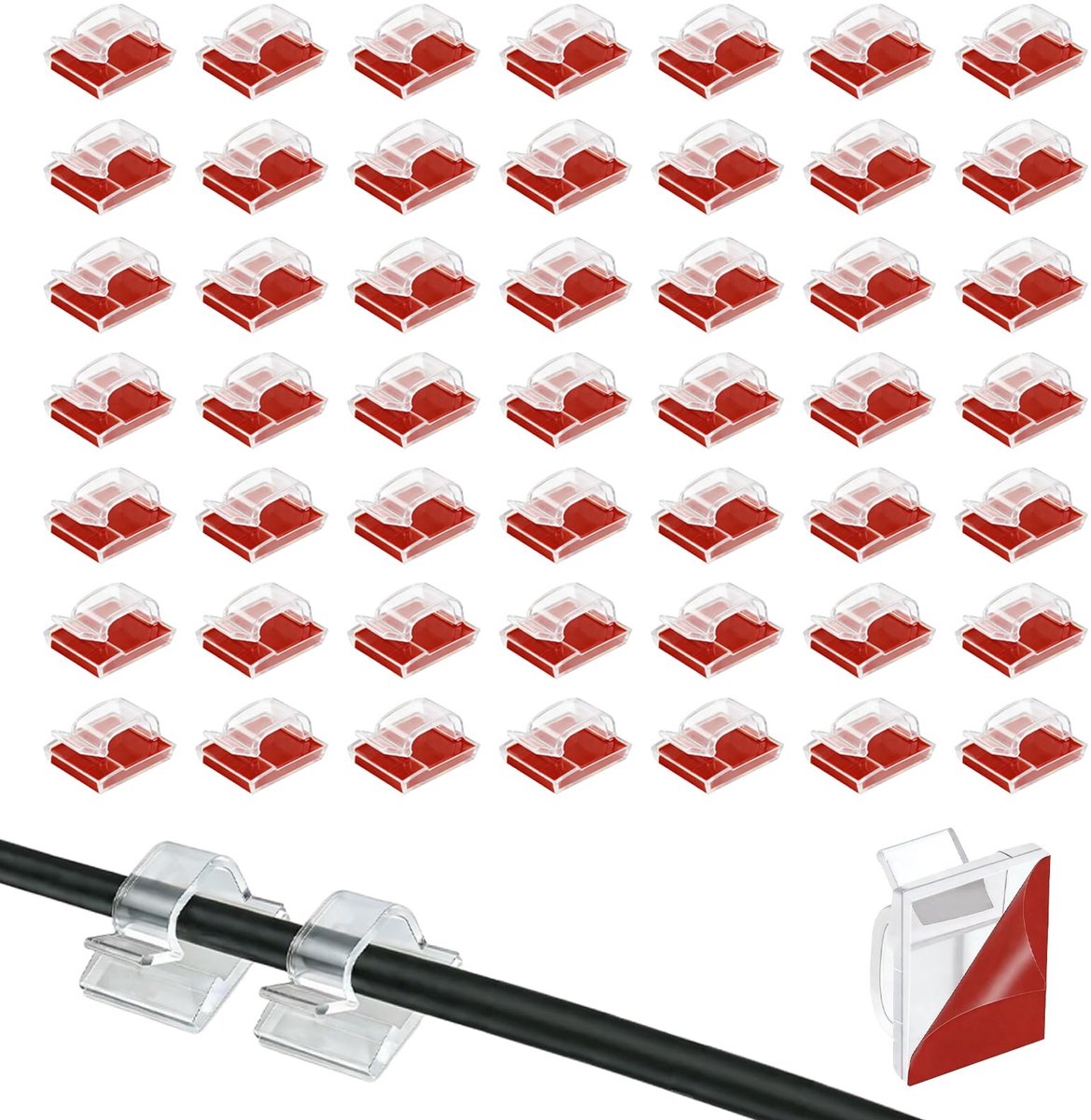 Elzusha - Zelfklevende kabelclips 50 stuks - Voor kabelmanagement