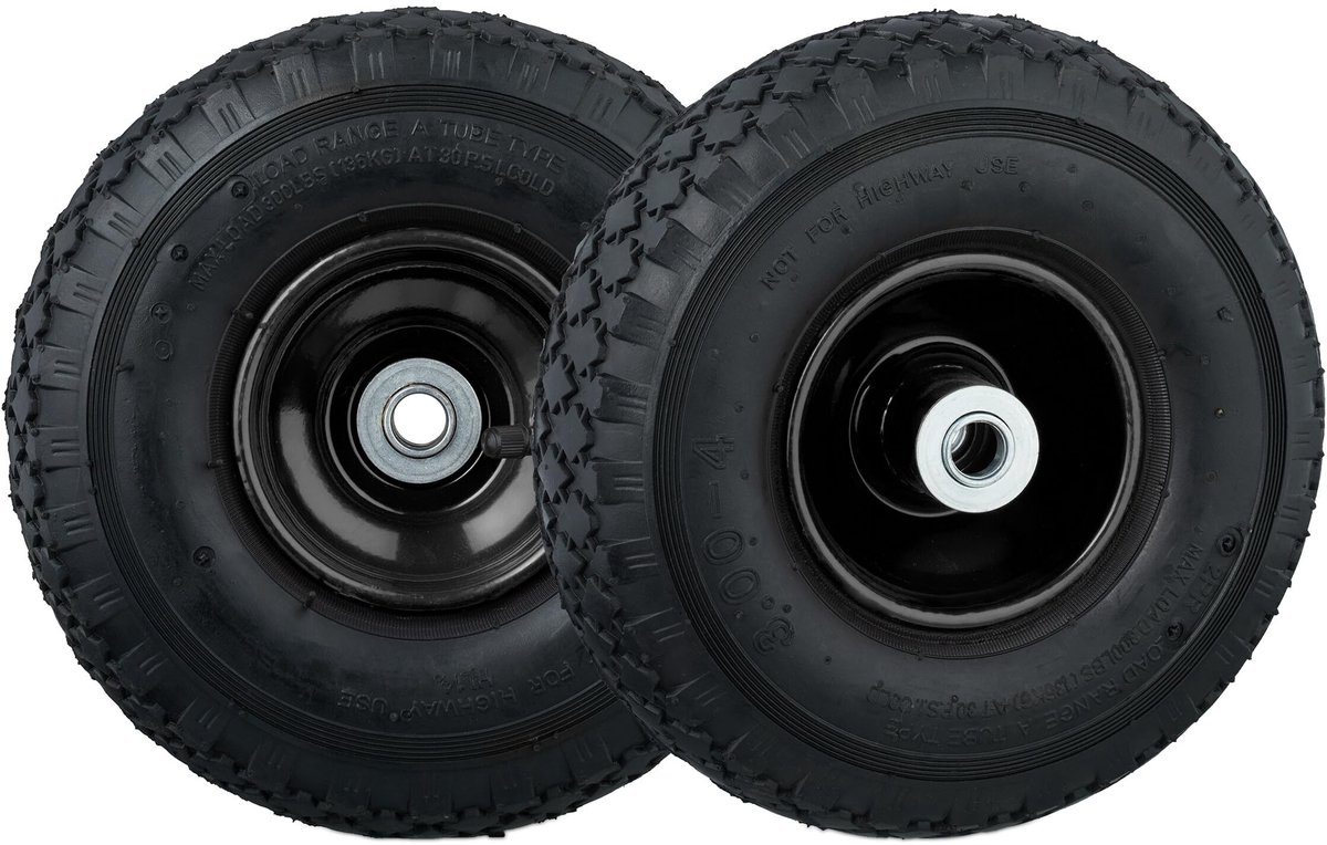 Elzusha - Set van 2 Pneumatische Handtruckwielen 3.00-4 voor Max. 100 kg
