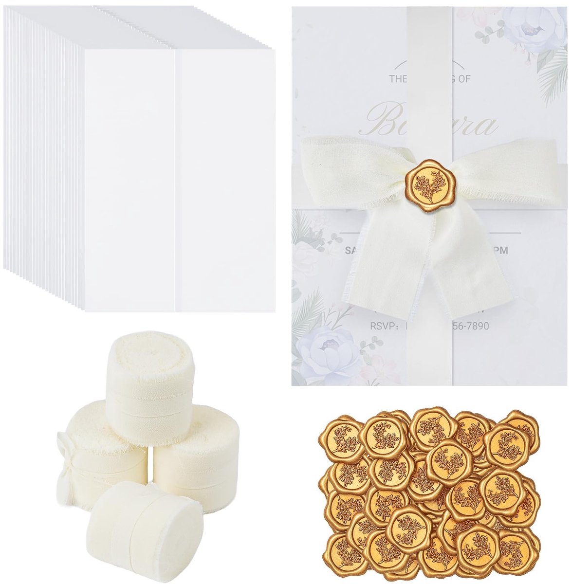 Elzusha - Parchment Paper Set voor Uitnodigingen - 25 Stuks met Wax Seal