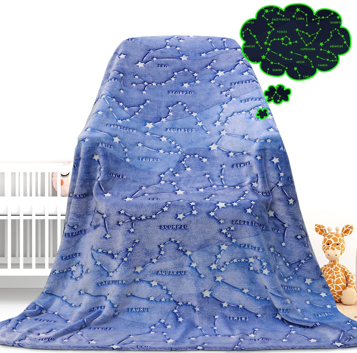 Elzusha - Glow in The Dark Dekentje met Sterren, Perfect voor Kinderen