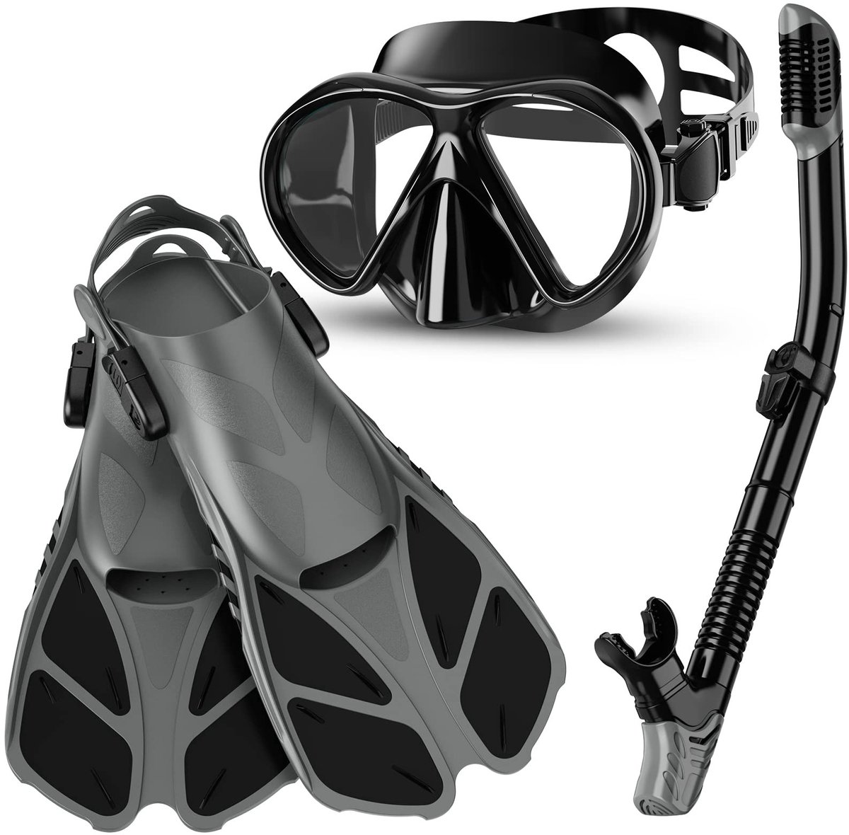 Elzusha - Snorkelset met Duikmasker, Snorkel en Vinnen voor Volwassenen