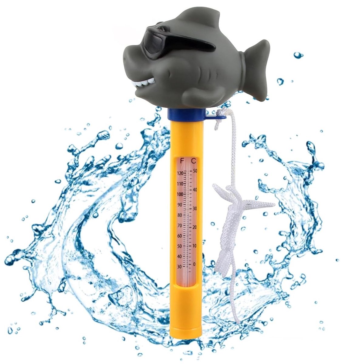 Zwemmer Thermometer voor Zwembaden, IJsbad en Tuinvijvers, Waterdichte Thermometer met Stevige Touw
