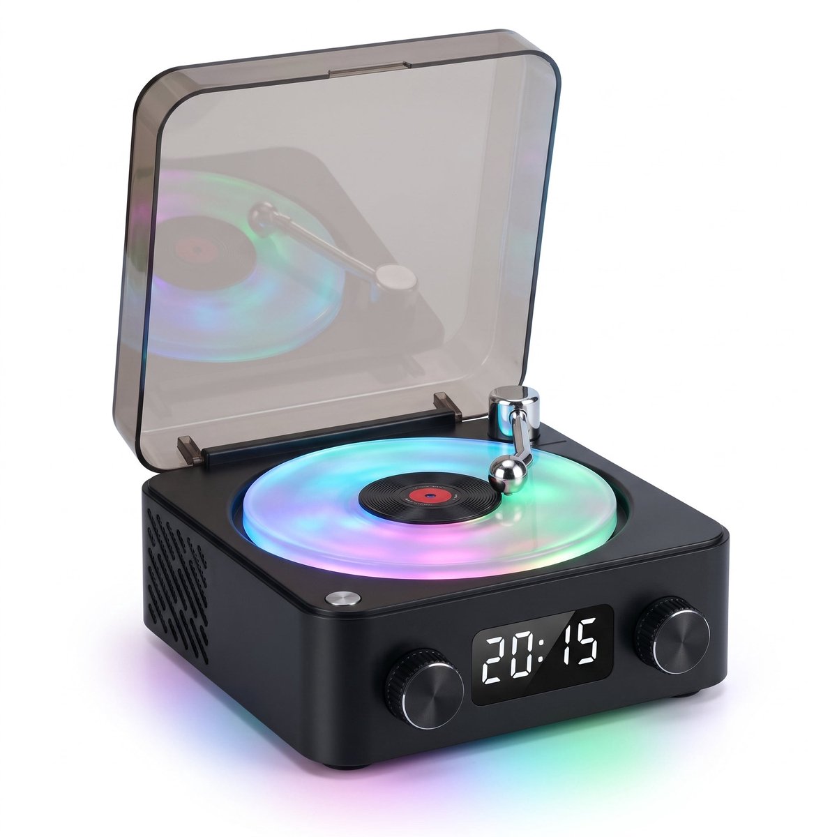 Cheqo® Bluetooth Speaker - Retro Platenspeler Design - Bluetooth Platenspeler Speaker - Draadloze Speaker - Waves Vinyl Player - Bluetooth Luidspreker - Vinyl Speaker - White Noise Machine - Nachtlampje - Muziekspeler - Partybox - Sfeerlamp