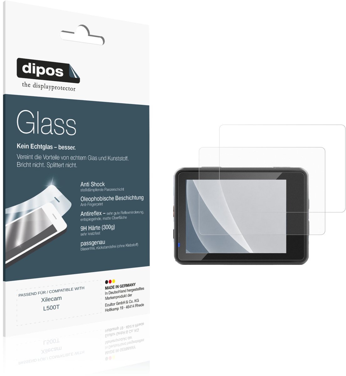 dipos – 2x Matte Pantserfolie geschikt voor Xilecam L500T | 9H Screenprotector