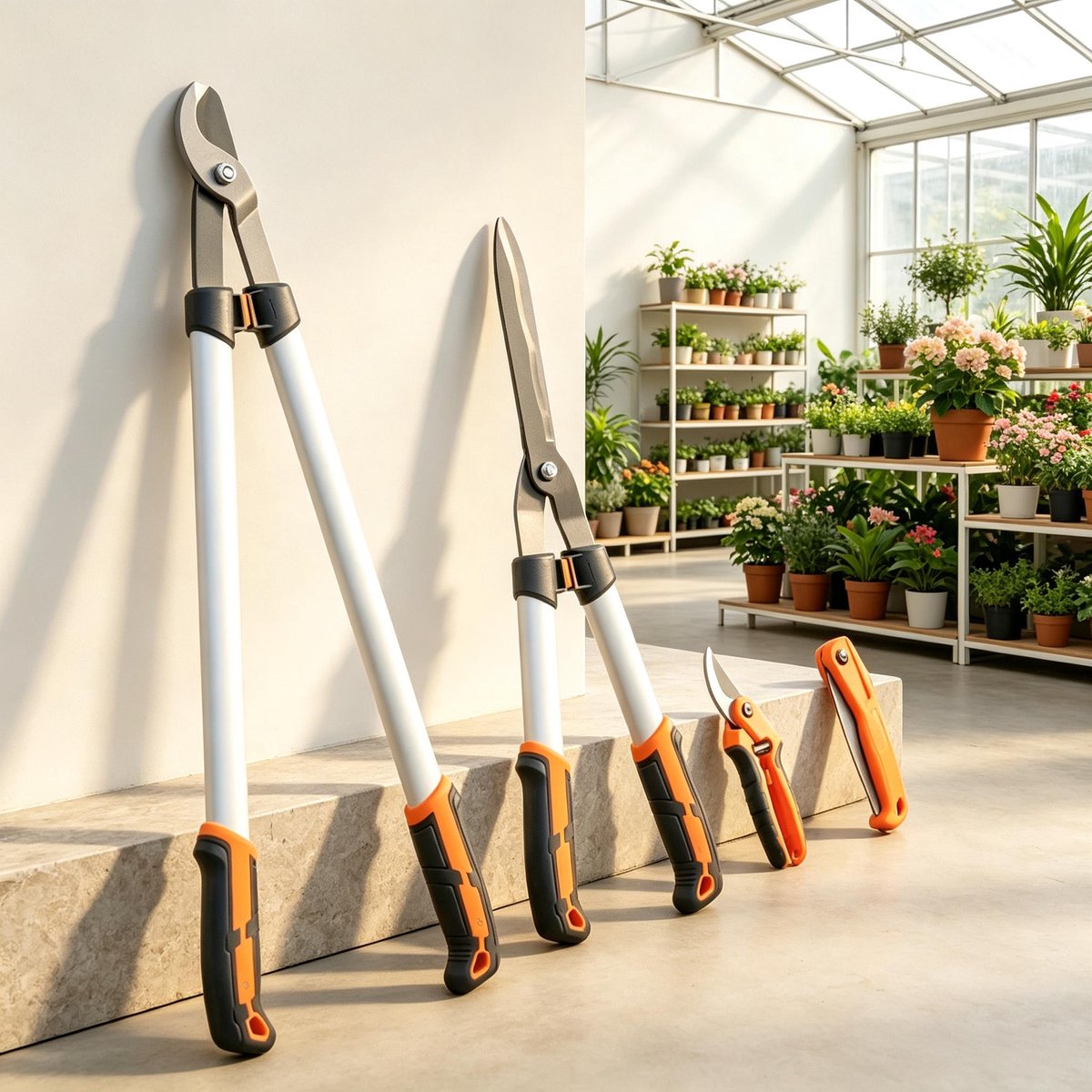 Tuingereedschapset – 4-Delig Met Snoeischaren En Vouwzaag – Aluminium – Oranje En Zilver – Tuinonderhoud