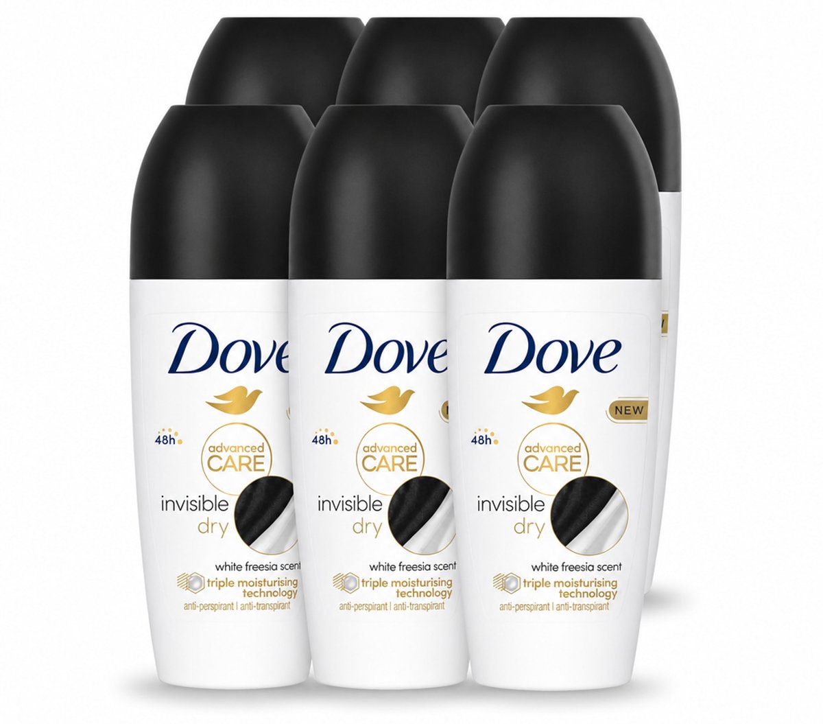 6 x Dove Deodorant Roller - Invisible Dry - 50 ml - Voordeelverpakking - 6 stuks