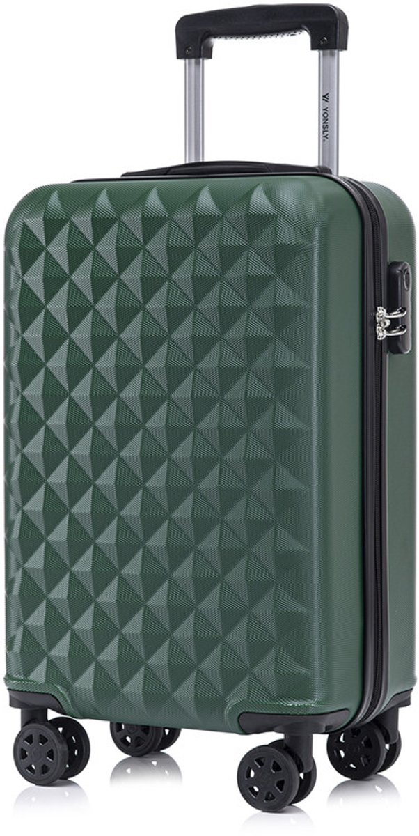 YONSLY Handbagage Koffer - 55cm - 40 L - Cijferslot- 360° Draaibare Wielen - Donkergroen