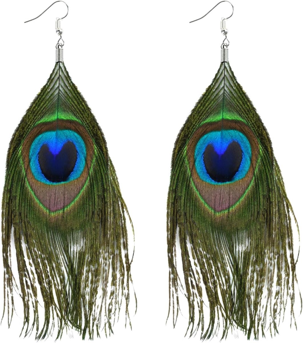 Kleurige Veer Oorbellen voor Dames - Lange Tassel Oorbellen voor Carnaval en Feestjes - Unieke Accessoires voor Kostuums en Mode
