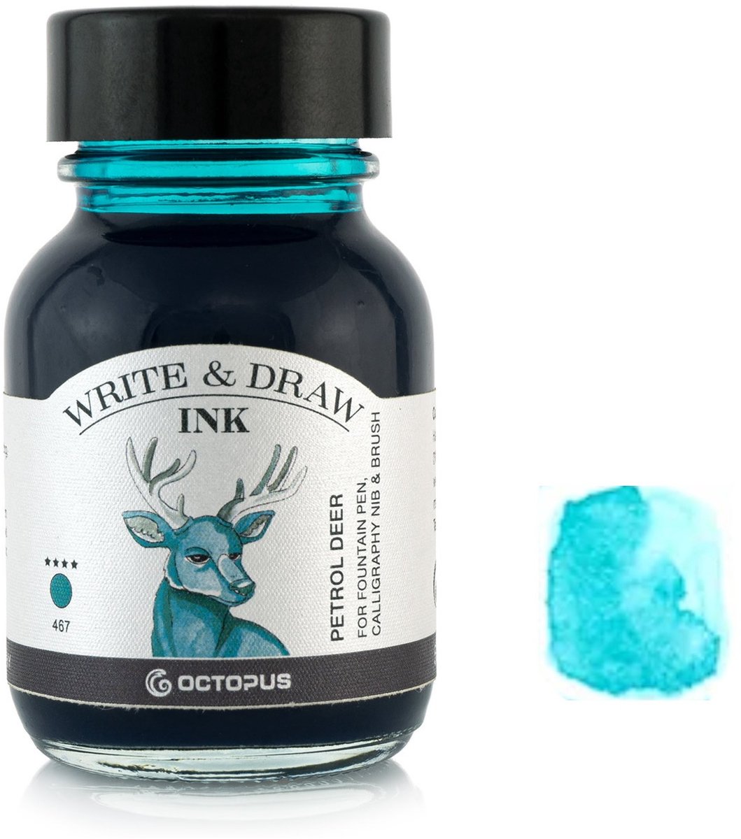 Octopus - Vulpen inkt - Schrijfinkt - Tekeninkt - 50 ml - Petrol Deer