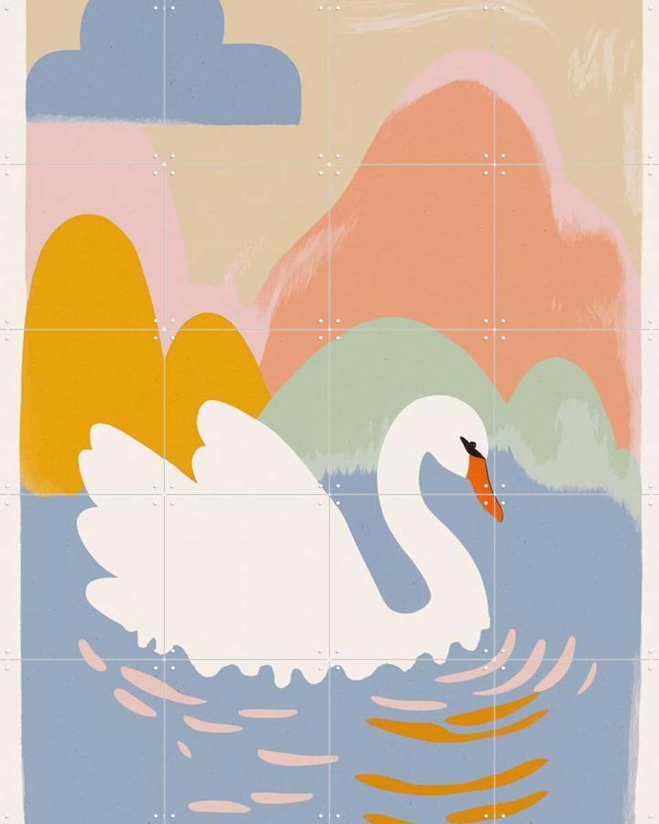 IXXI Swan in Lake, Treechild & Various - 80 x 100 cm - Gratis ophangtool - Grote wanddecoratie en posters Kinderkamer, Babykamer, Kinderen, Baby