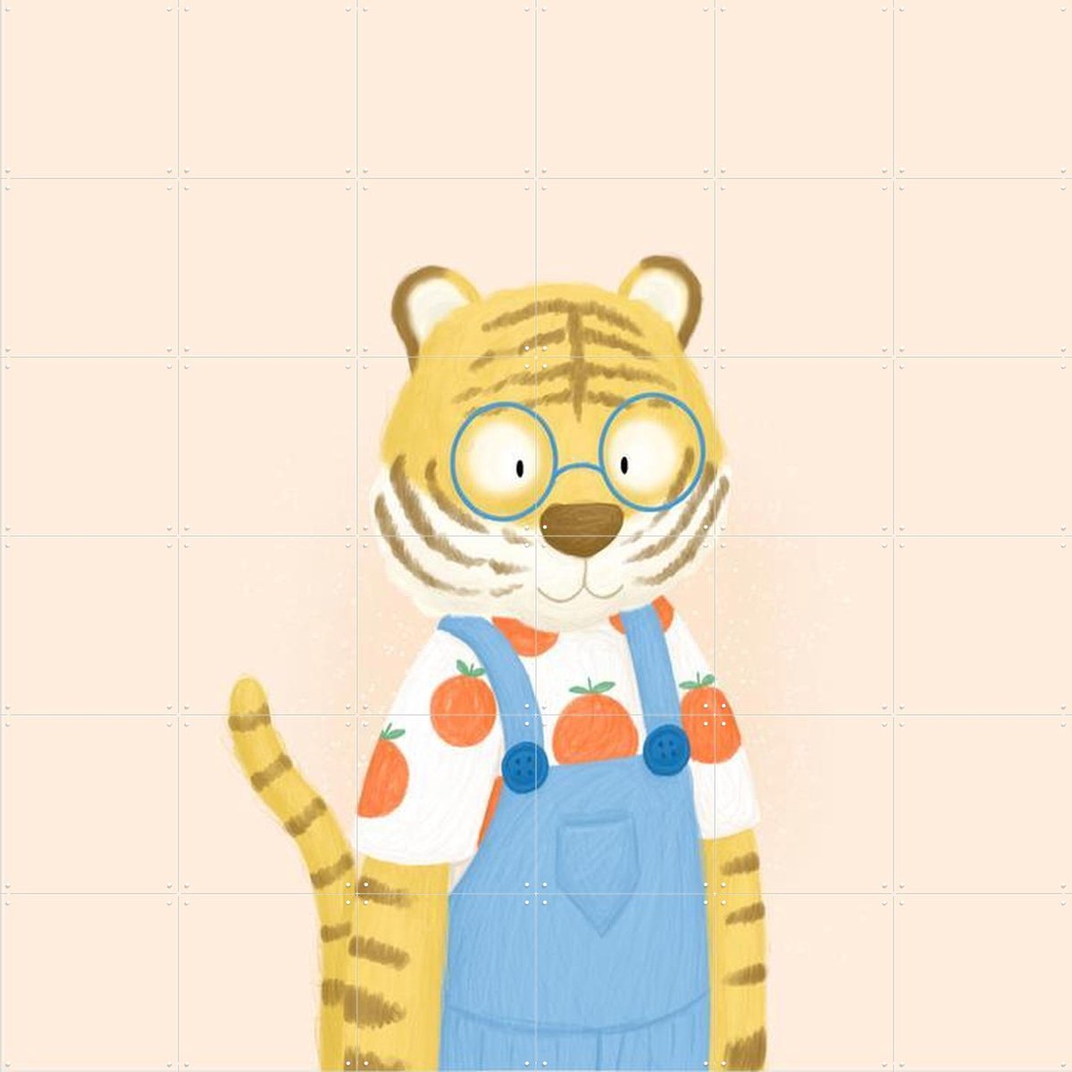 IXXI Fruit Tiger, Studio Phie - 120 x 120 cm - Gratis ophangtool - Grote wanddecoratie en posters - Cartoonesk, Fantasierijk, Kleurrijk, Illustraties