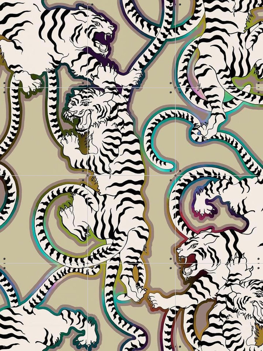 IXXI Rainbow Tigers, Marylène Madou - 60 x 80 cm - Gratis ophangtool - Grote wanddecoratie en posters - Pop art, Grafisch Ontwerp, Illustraties