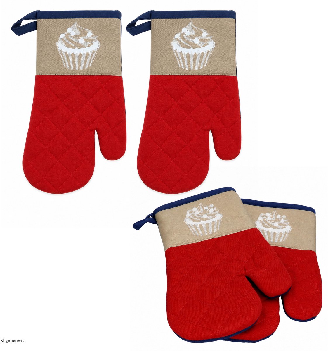 Set van 4 FRIDA-ovenwanten met cupcake-motief - 11762